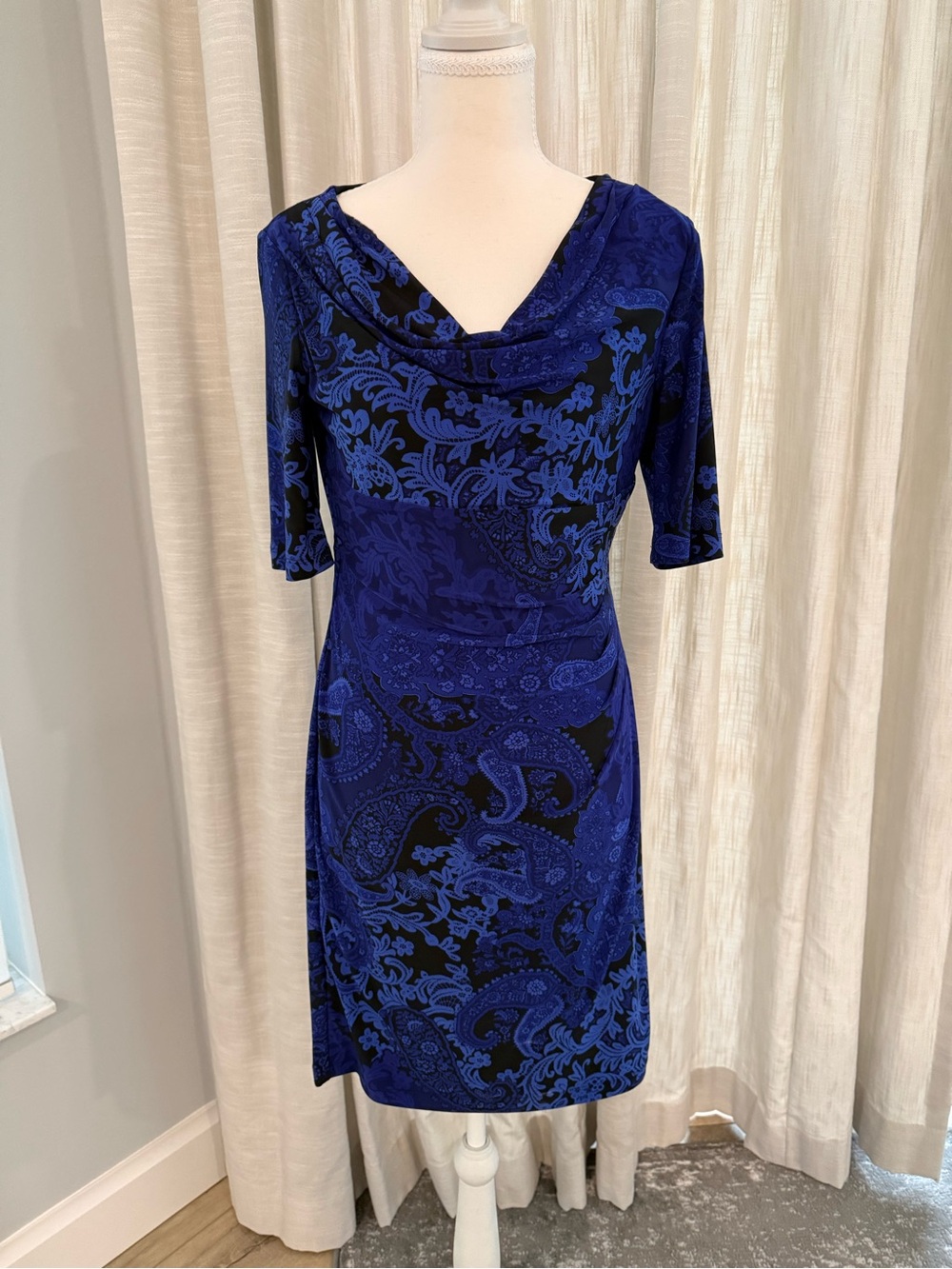 Anne Klein Royal Blue and Black Midi Dress